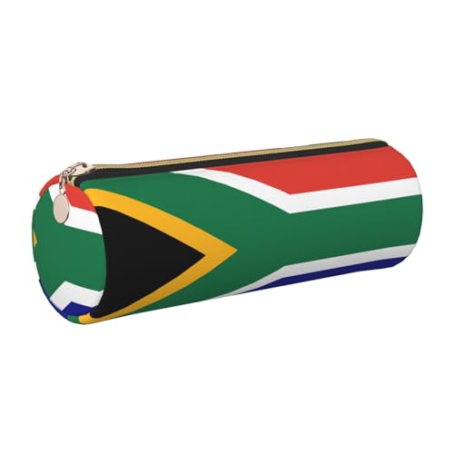 kurue Federmäppchen aus Leder mit südafrikanischer Flagge, schlankes Federmäppchen, schöne Schreibwaren-Tasche, tragbare Kosmetiktasche, Reißverschluss-Organizer-Tasche von kurue