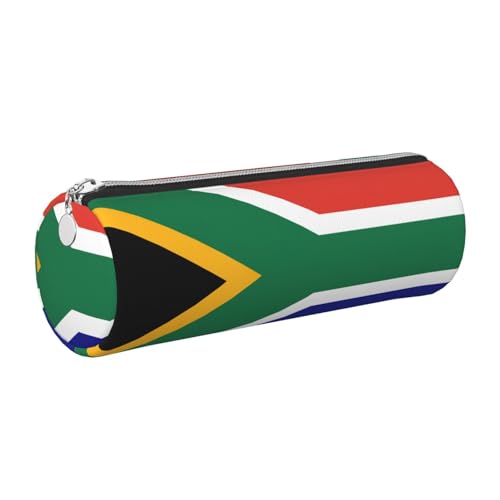 kurue Federmäppchen aus Leder mit südafrikanischer Flagge, schlankes Federmäppchen, schöne Schreibwaren-Tasche, tragbare Kosmetiktasche, Reißverschluss-Organizer-Tasche von kurue