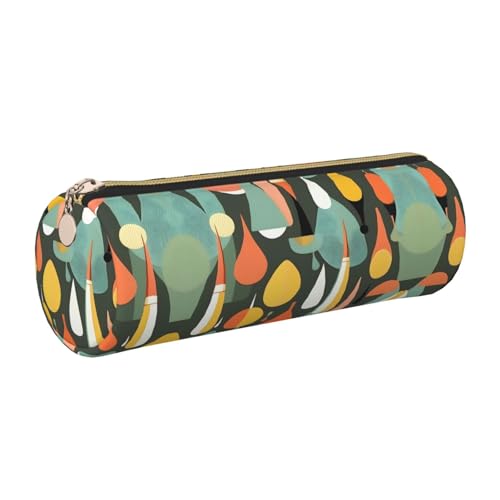 kurue Federmäppchen aus der Mitte des Jahrhunderts, Retro-Stil mit Tropfenformen, Leder, schlankes Federmäppchen, schöne Schreibwaren-Tasche, tragbare Kosmetiktasche, Reißverschluss-Organizer-Tasche von kurue