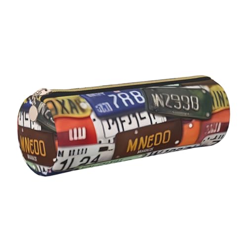 kurue Federmäppchen für Nummernschild, Leder, schlankes Federmäppchen, schöne Schreibwaren-Tasche, tragbare Kosmetiktasche, Reißverschluss-Organizer-Tasche von kurue