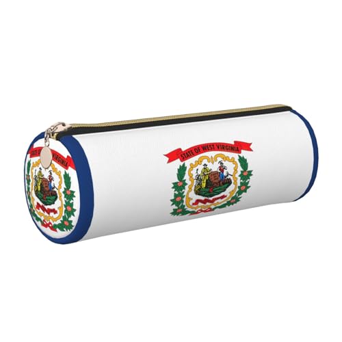 kurue Federmäppchen mit Bundesstaatsflagge West Virginia, Leder, schmales Federmäppchen, schöne Schreibwaren-Tasche, tragbare Kosmetiktasche, Reißverschluss-Organizer-Tasche von kurue