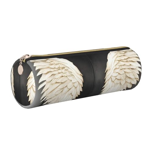 kurue Federmäppchen mit Engelfedern, Leder, schmal, schöne Schreibwaren-Tasche, tragbare Kosmetiktasche, Reißverschluss-Organizer-Tasche von kurue