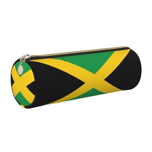 kurue Federmäppchen mit Flagge von Jamaika, Leder, schmales Federmäppchen, schöne Schreibwaren-Tasche, tragbare Kosmetiktasche, Reißverschluss-Organizer-Tasche von kurue