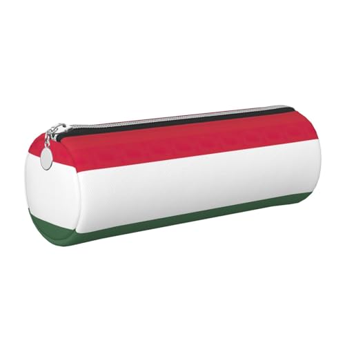 kurue Federmäppchen mit Flagge von Ungarn, Leder, schlankes Federmäppchen, schöne Schreibwaren-Tasche, tragbare Kosmetiktasche, Reißverschluss-Organizer-Tasche von kurue