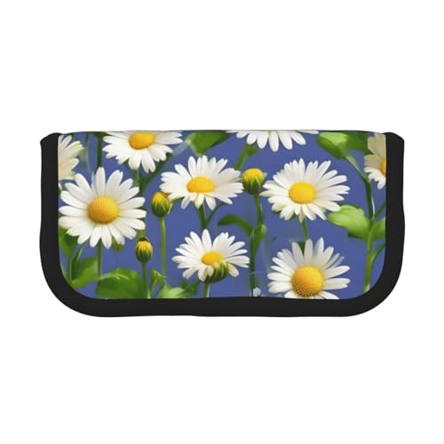 kurue Federmäppchen mit Gänseblümchen, niedliches Federmäppchen, 3 Fächer, Multifunktions-Bleistiftbox mit Reißverschluss, Organizer, Stifteetui, Schreibwaren von kurue
