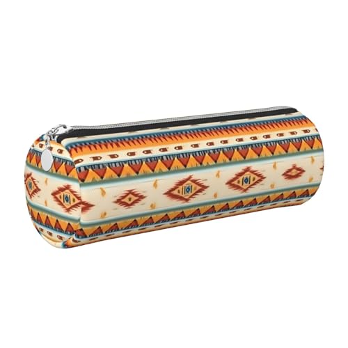 kurue Federmäppchen mit Indianermotiv, Leder, schmales Federmäppchen, schöne Schreibwaren-Tasche, tragbare Kosmetiktasche, Reißverschluss-Organizer-Tasche von kurue