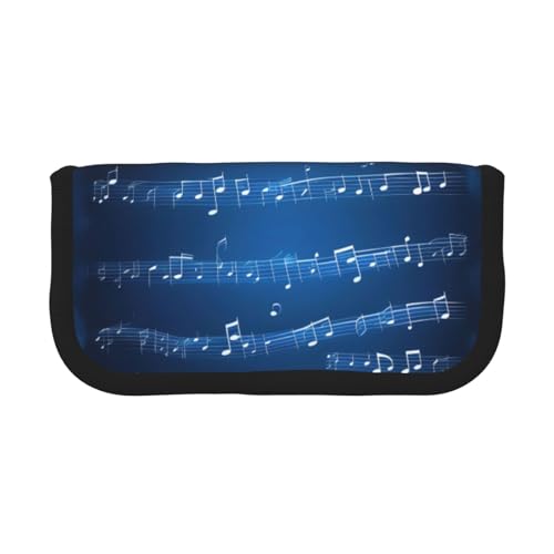 kurue Federmäppchen mit Musiknoten, 3 Fächer, multifunktional, mit Reißverschluss, Organizer, Federmäppchen, Schreibwaren, Blau von kurue