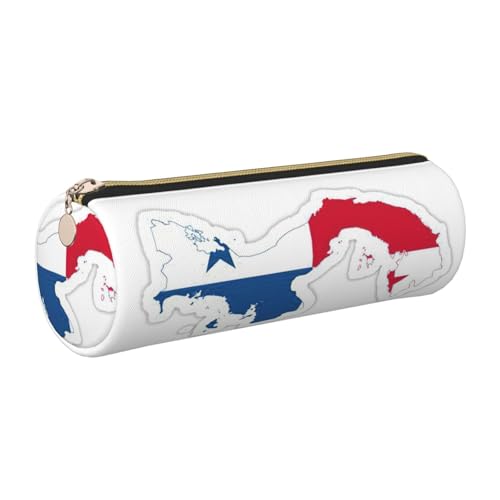 kurue Federmäppchen mit Panama-Flagge, Leder, schlankes Federmäppchen, schöne Schreibwaren-Tasche, tragbare Kosmetiktasche, Reißverschluss, Organizer-Tasche von kurue
