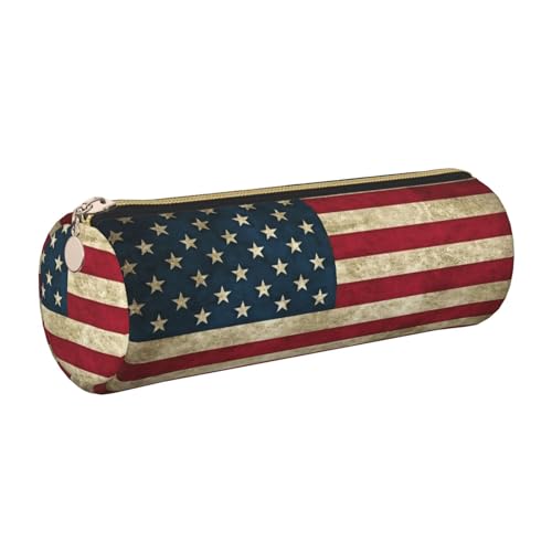 kurue Federmäppchen mit amerikanischer Flagge, Leder, schlankes Federmäppchen, schöne Schreibwaren-Tasche, tragbare Kosmetiktasche, Reißverschluss-Organizer-Tasche von kurue