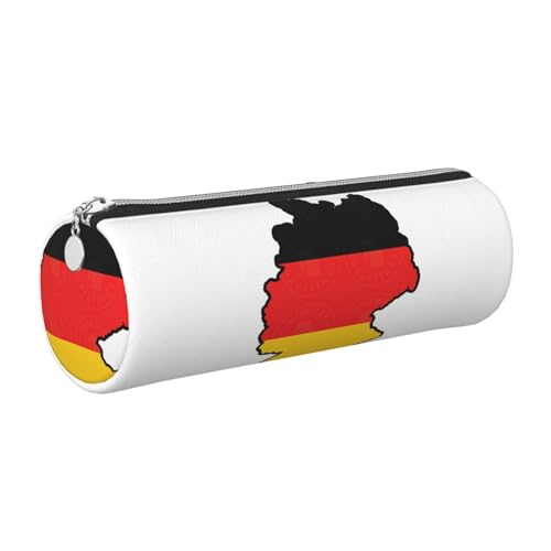 kurue Federmäppchen mit deutscher Flagge, Leder, schmales Federmäppchen, schöne Schreibwaren-Tasche, tragbare Kosmetiktasche, Reißverschluss-Organizer-Tasche von kurue