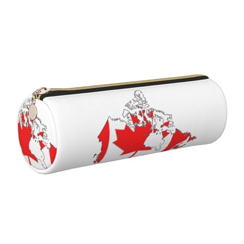 kurue Federmäppchen mit kanadischer Flagge, Leder, schmales Federmäppchen, schöne Schreibwaren-Tasche, tragbare Kosmetiktasche, Reißverschluss-Organizer-Tasche von kurue