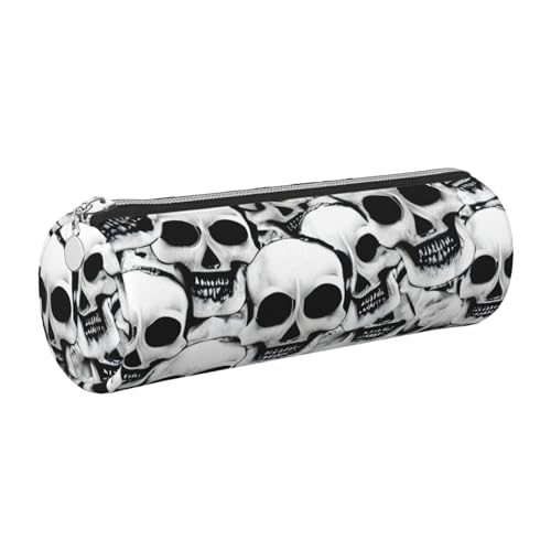 kurue Federmäppchen mit mexikanischem Totenkopf-Design, Leder, schmal, schöne Schreibwaren-Tasche, tragbare Kosmetiktasche, Reißverschluss-Organizer-Tasche von kurue