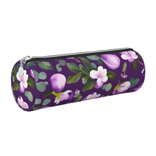 kurue Federmappe mit Blumenmuster, Leder, schmales Federmäppchen, schöne Schreibwaren-Tasche, tragbare Kosmetiktasche, Reißverschluss-Organizer-Tasche von kurue
