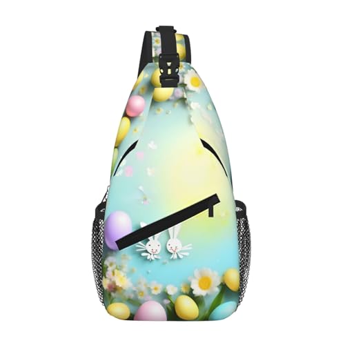 kurue Frühling Happy Easter Urlaub Herren Damen Sling Rucksack Anti-Diebstahl Crossbody Schulter Brusttasche Tagesrucksack Satchel für Wandern Reisen von kurue