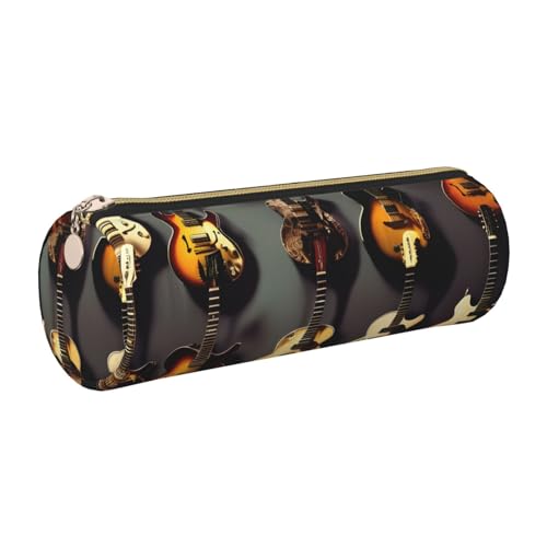 kurue Gitarrensammeltasche aus Leder, schlankes Federmäppchen, schöne Schreibwaren-Tasche, tragbare Kosmetiktasche, Reißverschluss-Organizer-Tasche von kurue