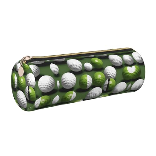 kurue Golfball-Etui, Leder, schmales Federmäppchen, schöne Schreibwaren-Tasche, tragbare Kosmetiktasche, Reißverschluss-Organizer-Tasche von kurue