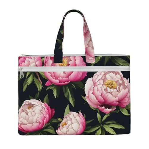 kurue Handtasche mit Pfingstrosenblüten-Aufdruck, 26,7 x 38,1 cm, 2 Reißverschlusstaschen, großzügige Kapazität für Akten – ideal für die Arbeit und auf Reisen kurue Handtasche mit Pfingstrosenblüten-Aufdruck, 26,7 x 38,1 cm, 2 Reißverschlusstaschen, großzügige Kapazität für Akten – ideal für die Arbeit und auf Reisen von kurue