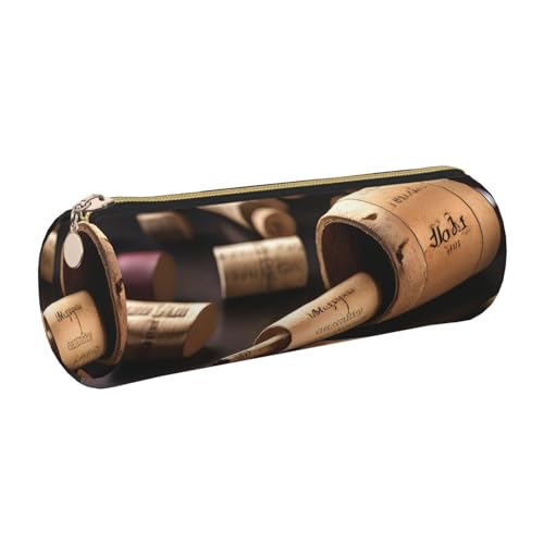 kurue Kork-Etui für Weinflaschen, Leder, schmales Federmäppchen, schöne Schreibwaren-Tasche, tragbare Kosmetiktasche, Reißverschluss-Organizer-Tasche von kurue