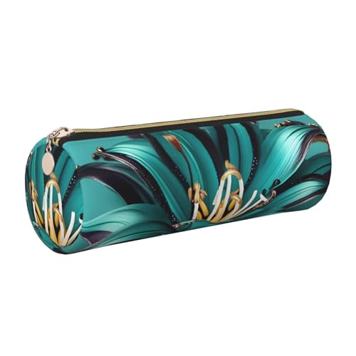 kurue Lilien-Etui, Leder, schmales Federmäppchen, schöne Schreibwaren-Tasche, tragbare Kosmetiktasche, Reißverschluss, Organizer-Tasche von kurue