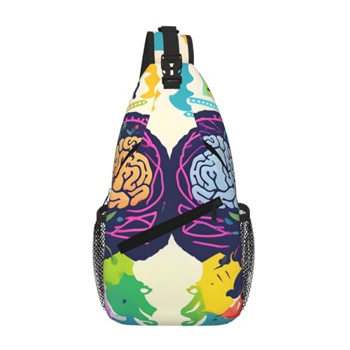 kurue Linkes und rechtes Gehirn Advantage Herren Damen Sling Rucksack Anti-Diebstahl Crossbody Schulter Brusttasche Tagesrucksack Satchel für Wandern Reisen von kurue