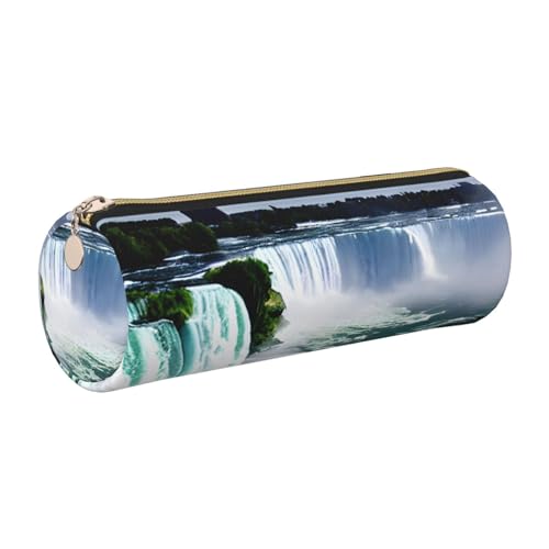 kurue Niagara Federmäppchen aus Leder, schlankes Federmäppchen, schöne Schreibwaren-Tasche, tragbare Kosmetiktasche, Reißverschluss-Organizer-Tasche von kurue