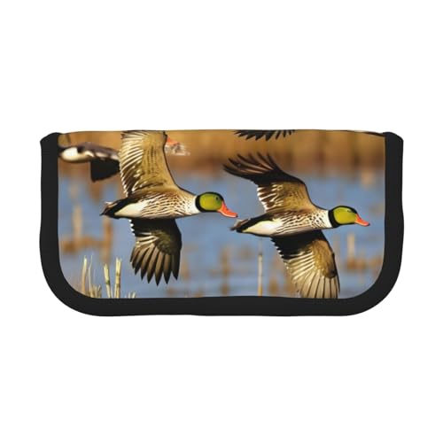 kurue Niedliches Federmäppchen mit 3 Fächern, Motiv: Jagdfliegen, mit Reißverschluss, Organizer für Stifte und Schreibwaren von kurue