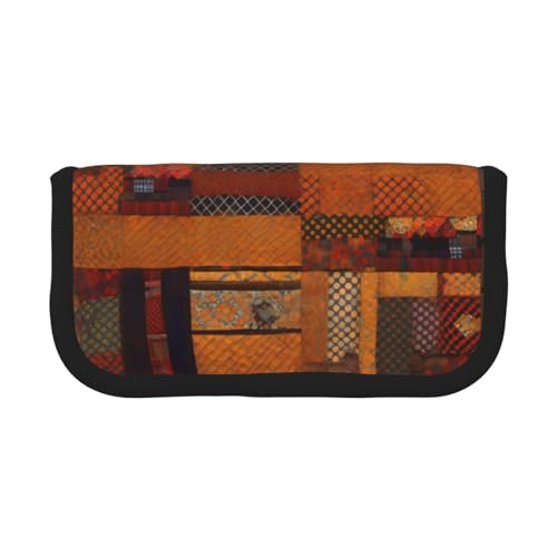 kurue Niedliches Federmäppchen mit 3 Fächern, afrikanisches Textil, Patchwork, Multifunktions-Bleistiftbox mit Reißverschluss, Organizer-Bleistifttasche, Schreibwaren von kurue