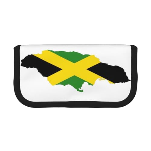 kurue Niedliches Federmäppchen mit Jamaika-Flagge, 3 Fächer, Multifunktions-Bleistiftbox mit Reißverschluss, Organizer, Federmäppchen, Schreibwaren von kurue