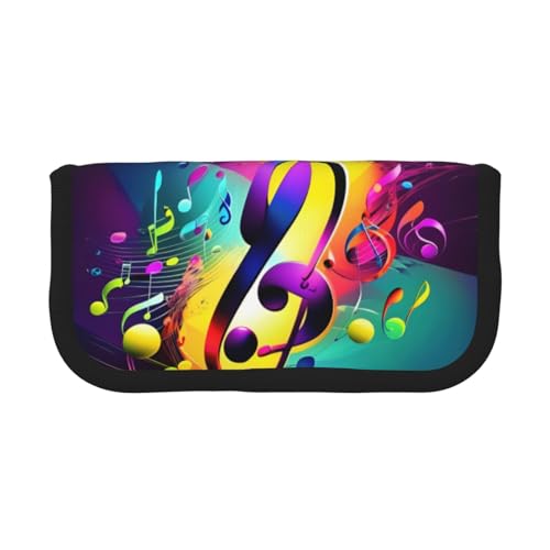 kurue Niedliches Federmäppchen mit Musiknoten und 3 Fächern, multifunktionales Federmäppchen mit Reißverschluss, Organizer-Federmäppchen, Schreibwaren von kurue