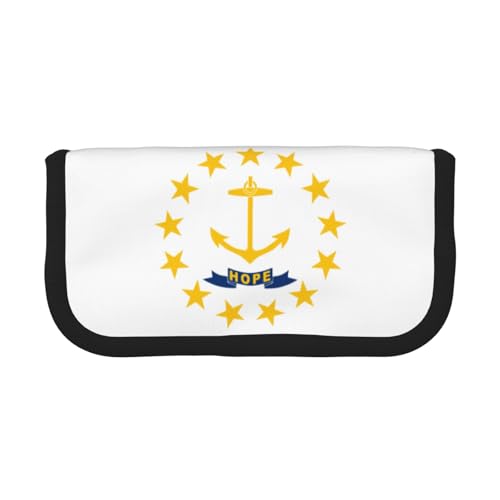 kurue Niedliches Federmäppchen mit Rhode Island State Flagge, 3 Fächer, Multifunktions-Bleistiftbox mit Reißverschluss, Organizer-Bleistifttasche, Schreibwaren von kurue