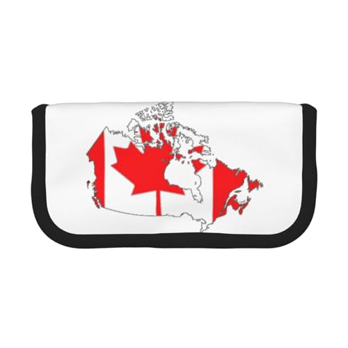 kurue Niedliches Federmäppchen mit kanadischer Flagge, 3 Fächer, Multifunktions-Bleistiftbox mit Reißverschluss, Organizer, Federmäppchen, Schreibwaren von kurue