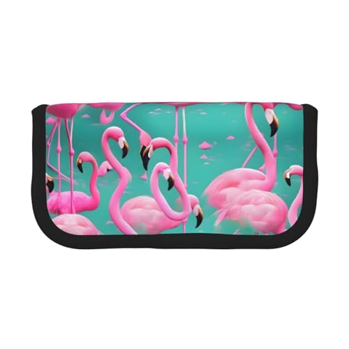 kurue Niedliches Federmäppchen mit niedlichem Flamingo-Muster, 3 Fächer, Multifunktions-Bleistiftbox mit Reißverschluss, Organizer, Federmäppchen, Schreibwaren von kurue