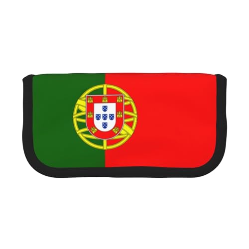 kurue Niedliches Federmäppchen mit portugiesischer Flagge, 3 Fächer, Multifunktions-Bleistiftbox mit Reißverschluss, Organizer für Stifte und Schreibwaren von kurue