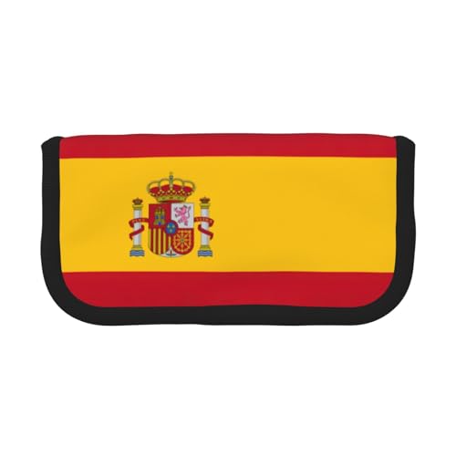 kurue Niedliches Federmäppchen mit spanischer Flagge, 3 Fächer, Multifunktions-Bleistiftbox mit Reißverschluss, Organizer, Federmäppchen, Schreibwaren von kurue