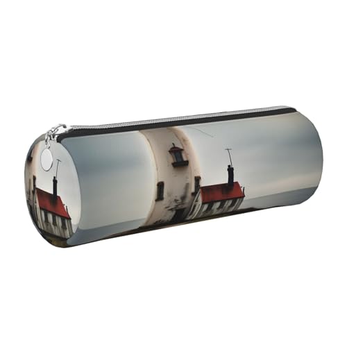 kurue Old Lighthouse Federmäppchen, Leder, schlankes Federmäppchen, schöne Schreibwaren-Tasche, tragbare Kosmetiktasche, Reißverschluss, Organizer-Tasche von kurue