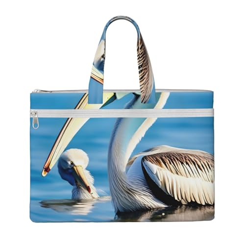 kurue Pelican Bird Blue Sea Sky Handtasche, 26,7 x 38,1 cm, 2 Reißverschlusstaschen, großzügige Kapazität für Akten – ideal für die Arbeit auf Reisen kurue Pelican Bird Blue Sea Sky Handtasche, 26,7 x 38,1 cm, 2 Reißverschlusstaschen, großzügige Kapazität für Akten – ideal für die Arbeit auf Reisen von kurue