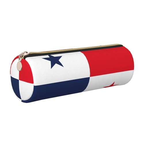 kurue Stifteetui aus Leder, Motiv: Flagge von Panama, schlankes Federmäppchen, schöne Schreibwaren-Tasche, tragbare Kosmetiktasche, Reißverschluss-Organizer-Tasche von kurue