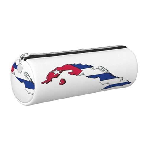 kurue Stifteetui aus Leder mit kubanischer Flagge, schlankes Federmäppchen, schöne Schreibwaren-Tasche, tragbare Kosmetiktasche, Reißverschluss-Organizer-Tasche von kurue