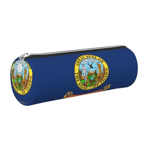 kurue Stifteetui mit Flagge von Idaho aus Leder, schlankes Federmäppchen, schöne Schreibwaren-Tasche, tragbare Kosmetiktasche, Reißverschluss-Organizer-Tasche von kurue