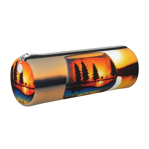kurue Sunset Weinglas-Etui, Leder, Stiftetasche, schmales Federmäppchen, schöne Schreibwaren-Tasche, tragbare Kosmetiktasche, Reißverschluss-Organizer-Tasche kurue Sunset Weinglas-Etui, Leder, Stiftetasche, schmales Federmäppchen, schöne Schreibwaren-Tasche, tragbare Kosmetiktasche, Reißverschluss-Organizer-Tasche von kurue