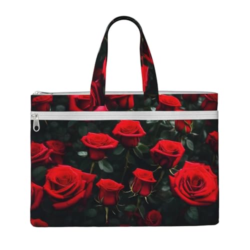 kurue Viele rote Rosenmuster, 26,7 x 38,1 cm, 2 Reißverschlusstaschen, großzügige Kapazität für Akten – ideal für die Arbeit und Reisen kurue Viele rote Rosenmuster, 26,7 x 38,1 cm, 2 Reißverschlusstaschen, großzügige Kapazität für Akten – ideal für die Arbeit und Reisen von kurue