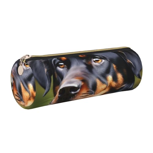 kurue rottweiler Federmäppchen aus Leder, schlankes Federmäppchen, schöne Schreibwaren-Tasche, tragbare Kosmetiktasche, Reißverschluss, Organizer-Tasche von kurue