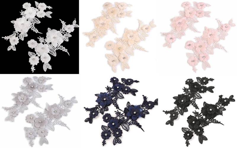 Spitzeneinsatz Verzierung 3D Aufnäher Spitze 10, 3x18, 5 cm von kurzwarenbude
