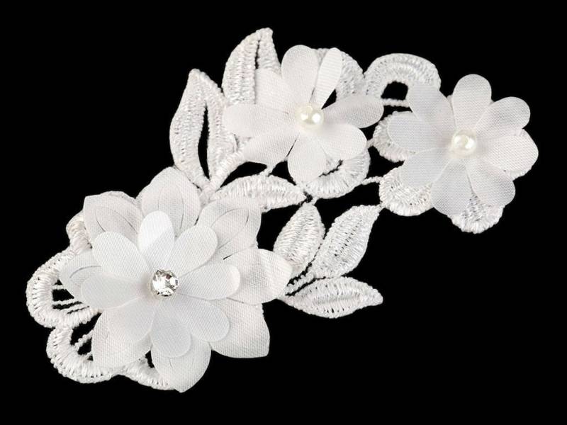 Spitzeneinsatz Verzierung Aufnäher Spitze 6, 3x12 cm 2 Farben von kurzwarenbude