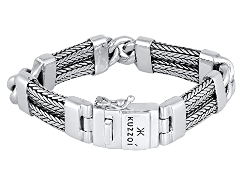 Kuzzoi Silberarmband Herrenarmband aus massivem 925er Sterling Silber, Breite 14 mm, Länge 19 cm, 335109-019 von Kuzzoi