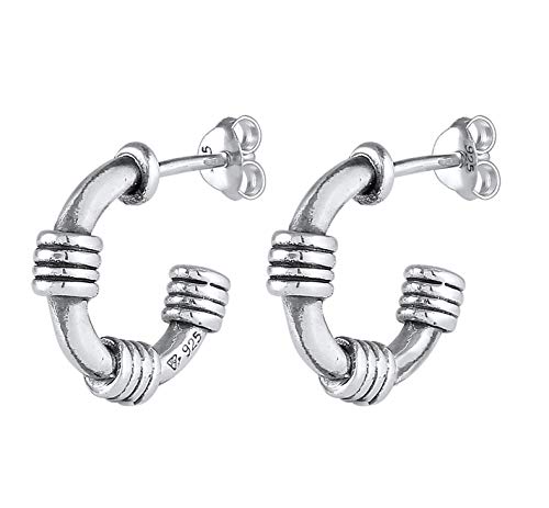 Kuzzoi Herren-Ohrringe Creolen Vintage Look, 1 Paar Ohrstecker (15mm) rund, Gothic Ohrringe für Männer oxidiert, Creolen Ohrhänger aus 925 Sterling Silber, hochwertiges Hoop Ohrringe für Männer von Kuzzoi