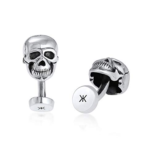 Kuzzoi Manschettenknöpfe für Herren mit Totenkopf, 925 Sterling Silber oxidiert, Cufflinks für das Hemd, Männer Geschenk für Hochzeit und Geburtstag, 1002561020 von Kuzzoi