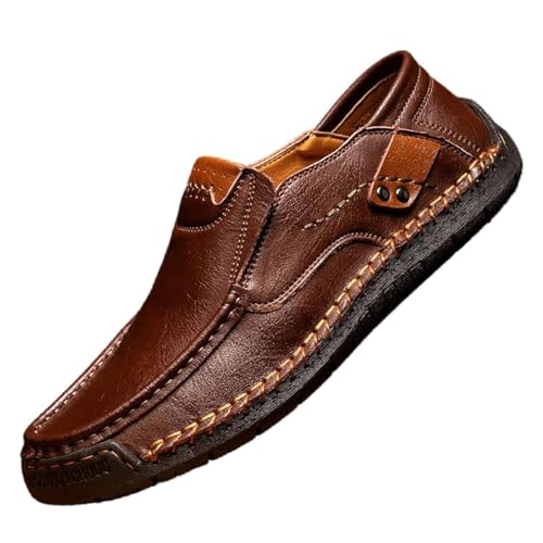 kvdrcs Herren Casual Leder Loafers Slip-On Kleid Schuhe Fahren Mokassin Wanderschuhe, Dunkelbraun, 45 EU von kvdrcs