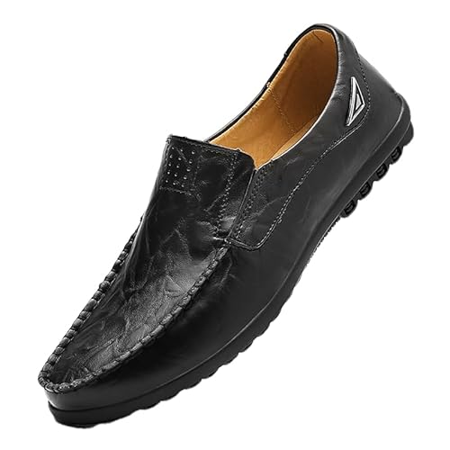 kvdrcs Herren Loafers Slip On Casual Leder Schuhe Fahren Walking Schuhe, Schwarz, 38.5 EU von kvdrcs