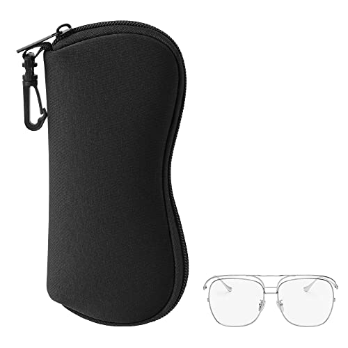 kwmobile Brillenetui aus Neopren in Schwarz - weiche Tasche für Brille oder Sonnenbrille - Etui Case mit Karabiner zum Anhängen von kwmobile